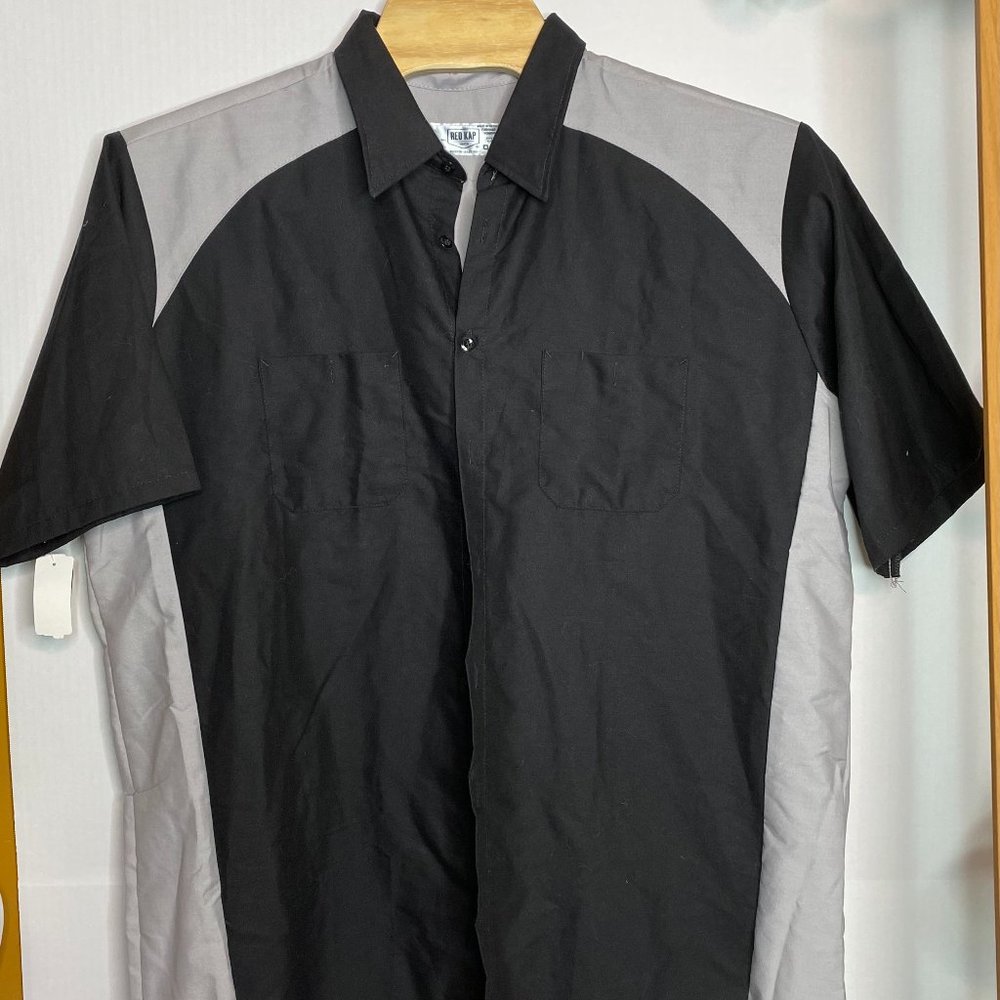 Red Kap Shirt Mens 3XL Black Gray Short Sleeve Button Up Casual Workwear Uniform